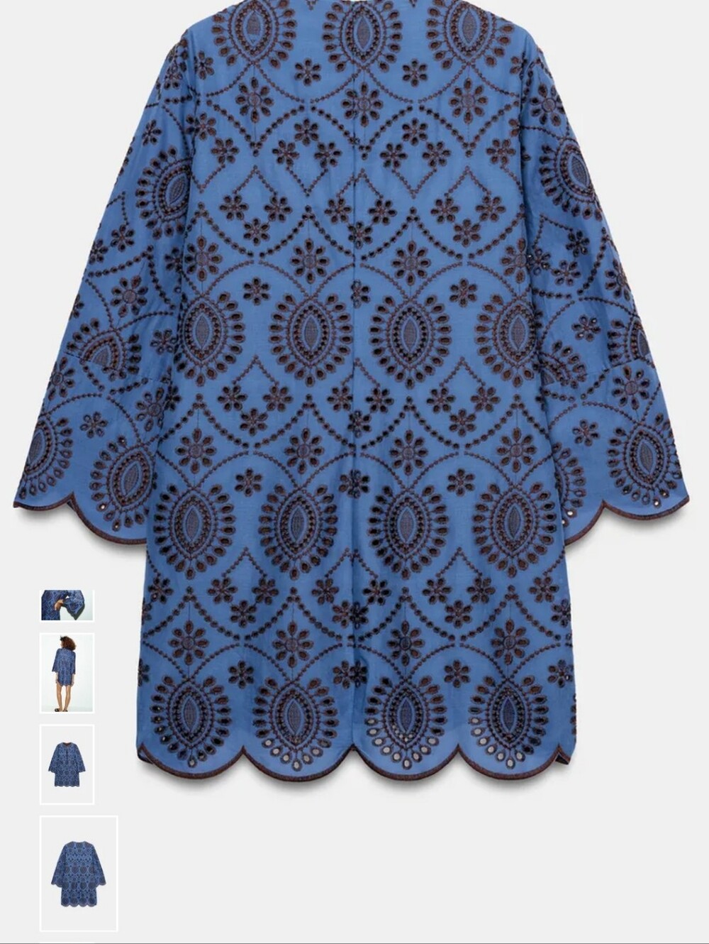 Zara Blue Mini Dress with Navy Eyelet Pattern - Picture 8 of 11